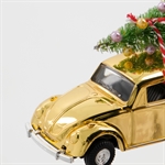 208250029 House Doctor xmas car golden 8,5 cm med juletræ på taget - Tinashjem